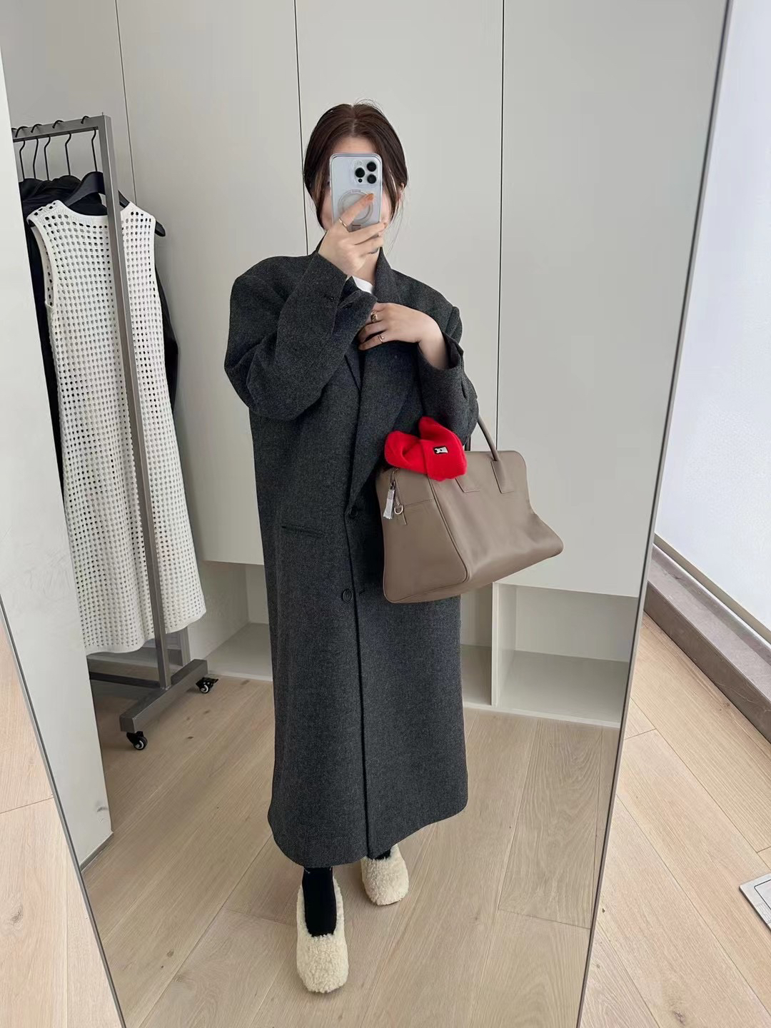 2024秋冬新款韩国verso长款男友风羊毛西装外套女宽松显瘦均码女