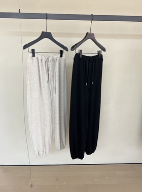 秋季新品韩国verso简约纽扣松紧腰细带收口运动裤休闲卫裤女百搭