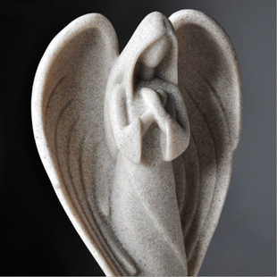 守护天使雕像树脂砂岩祈祷天使摆件树脂艺术工艺品家居桌面装 饰品