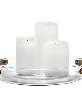 丹麦进口holmegaard无铅水晶玻璃圆盘简约沙拉盘烛台果盘托盘24cm