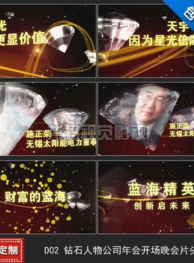 代改 钻石精英人物年度盛典晚会大气开场片头年会视频 ae模板制作