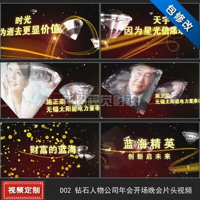 代改 钻石精英人物年度盛典晚会大气开场片头年会视频 ae模板制作