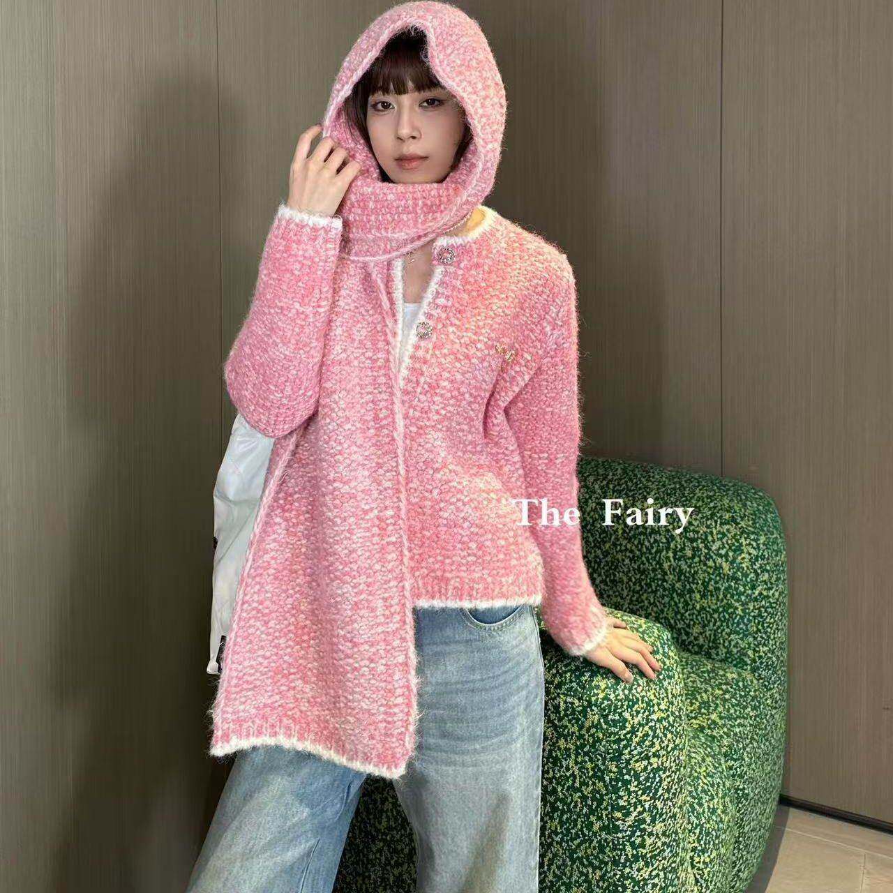 好漂亮粉色针织开衫外套女2025年冬季新款短上衣名媛小香风时尚