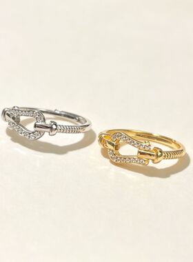 S925纯银马蹄扣戒指高级感轻奢清冷感复古百搭女戒气质小众手饰品