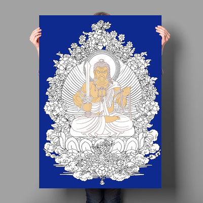 纯棉油画布西藏热贡唐卡描金线稿