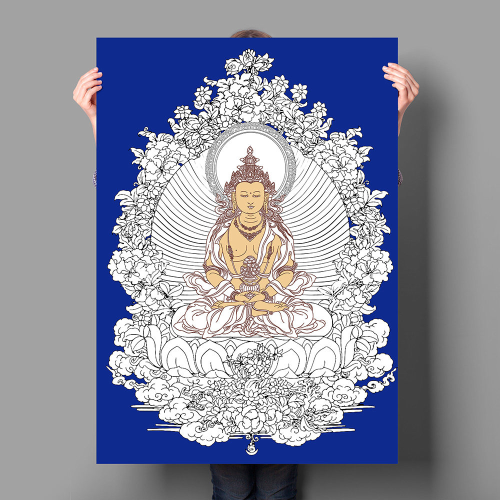 纯棉油画布西藏热贡唐卡描金线稿图片