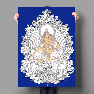 纯棉油画布西藏热贡唐卡描金线稿