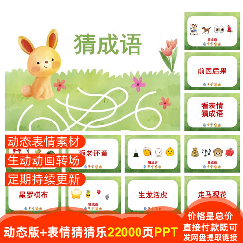 【22000页PPT】猜成语007组看表情猜猜乐emoji猜美食地名古诗游戏