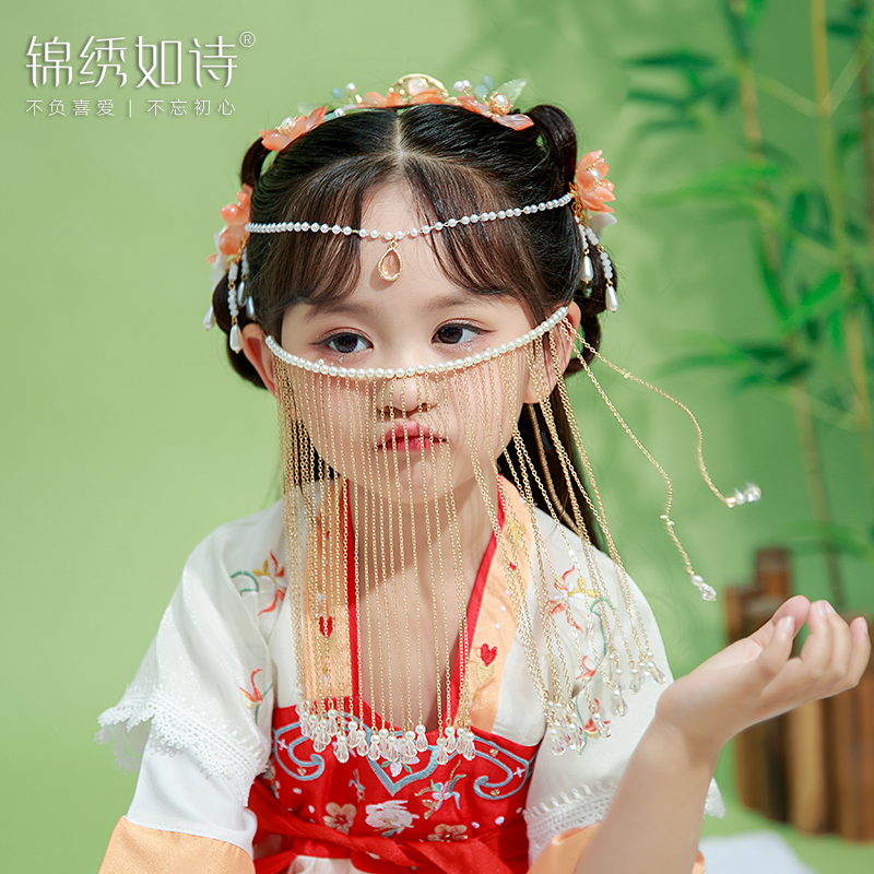 女童古风眉心坠头饰中国汉服步摇