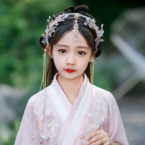 新款汉服头饰女童发箍流苏步摇