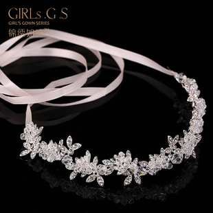 新款女童头饰花环儿童公主发饰生日演出礼服配饰女孩发带水晶发箍