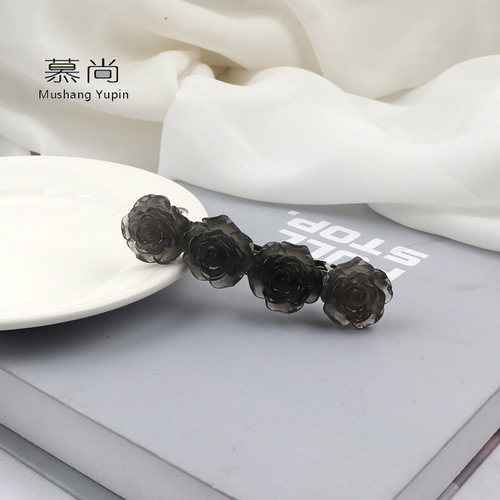 日韩花朵顶夹发卡女中号小号弹簧夹一字夹优雅马尾夹横夹发饰品