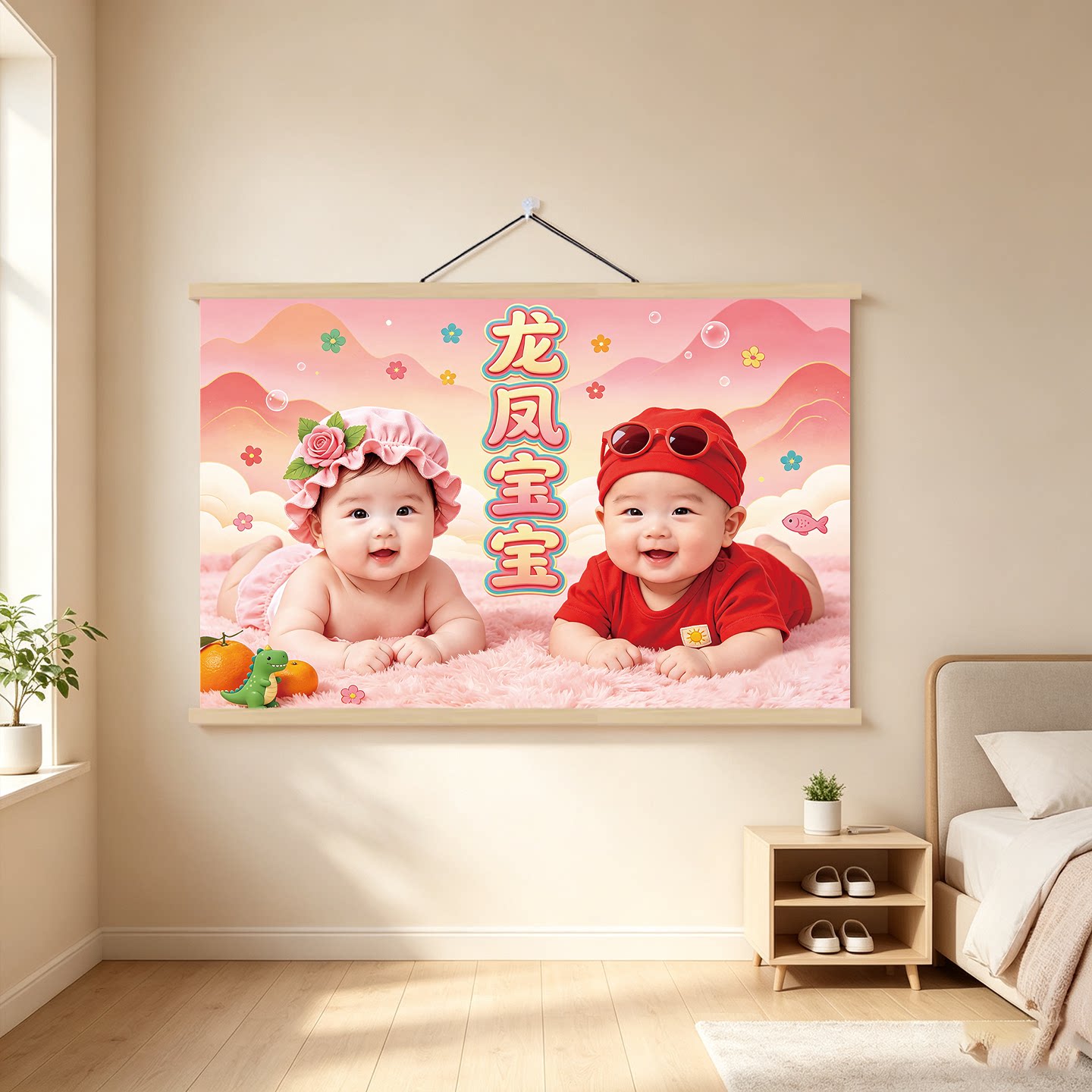 新款年画娃娃婚房床头送子图贴画现代装饰画
