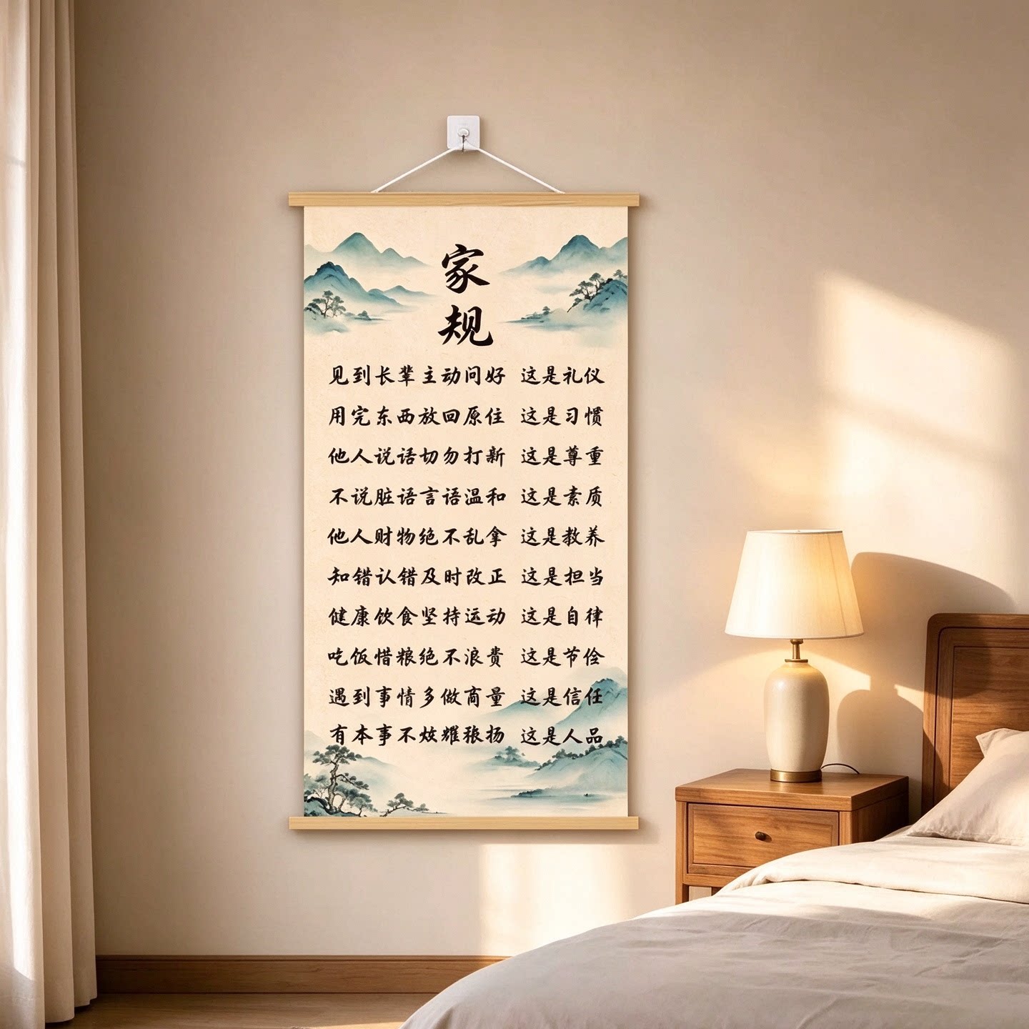 家规家训励志挂画中式沙发背景墙玄关书房卧室客厅自律装饰挂画