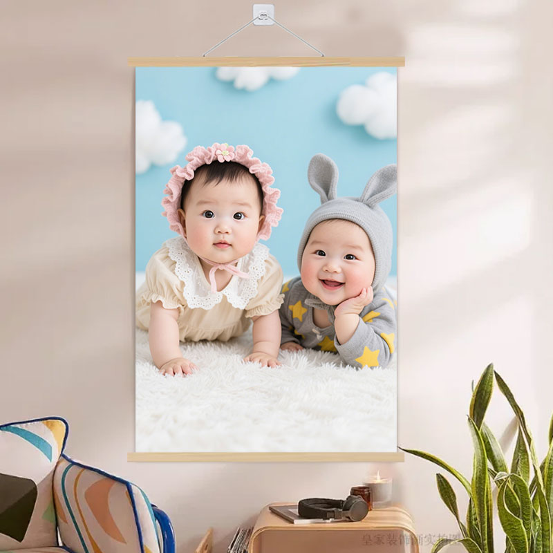 可爱男女双胞胎照片海报贴画