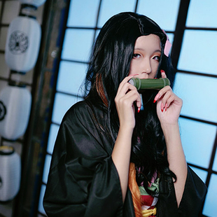 鬼灭之刃漫展cos道具服祢豆子竹筒咬笛炭治郎耳饰钉夹木箱子背 角