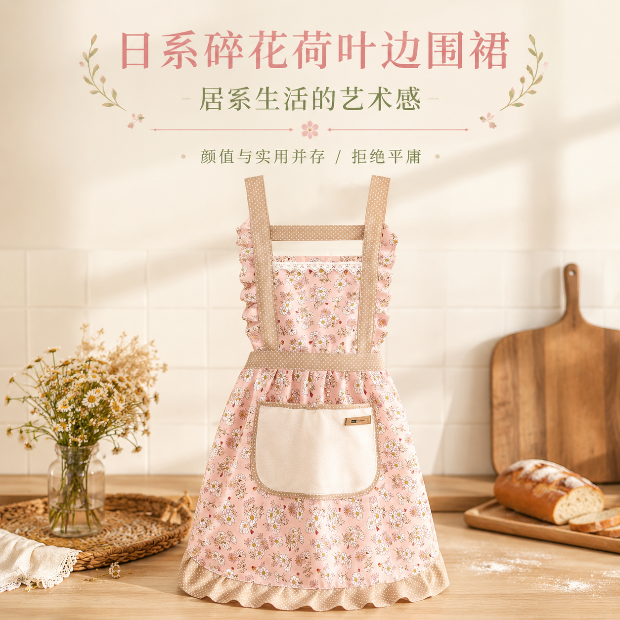 日式纯棉围裙厨房家用2026新款做饭餐饮用网红工作服护衣时尚围腰
