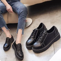 Винтаж винтаж Студенческая обувь 2022. осень-зима новая коллекция ботинки женские для отдыха Дикий туфли черный Небольшой кожаная обувь прилив