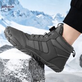 3738小码 旋转纽扣雪地靴男中大童初中小学生户外加绒防寒雪地棉鞋