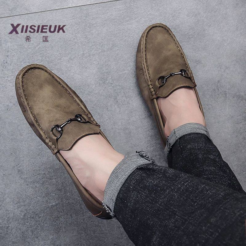 卡其色复古个性潮流男士休闲鞋一脚蹬豆丁鞋男豆豆鞋2025新款懒人,流行男鞋,乐福鞋（豆豆鞋）,淘宝优惠券,粉丝福利购,淘宝优惠卷