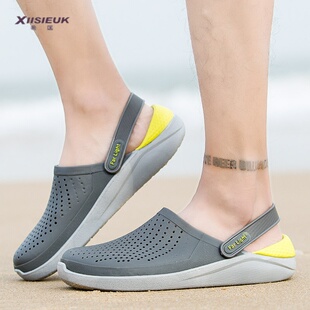 老式 男款 洞洞鞋 夏季 外穿可水洗沙滩防滑爸爸塑胶凉拖鞋 38小码