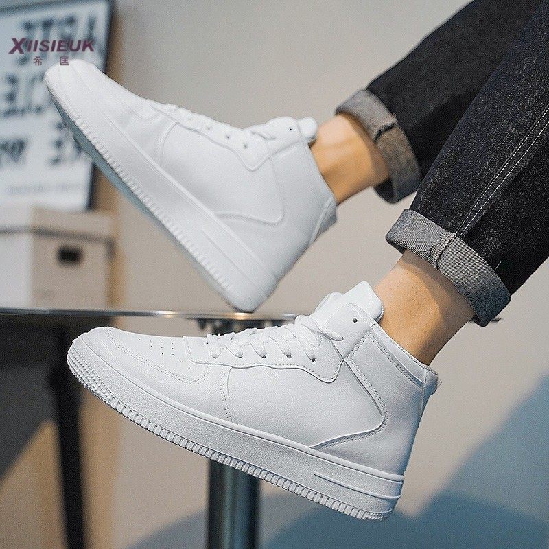 4546大码高帮小白鞋男鞋潮流百搭厚底休闲板鞋白色街舞运动鞋潮鞋