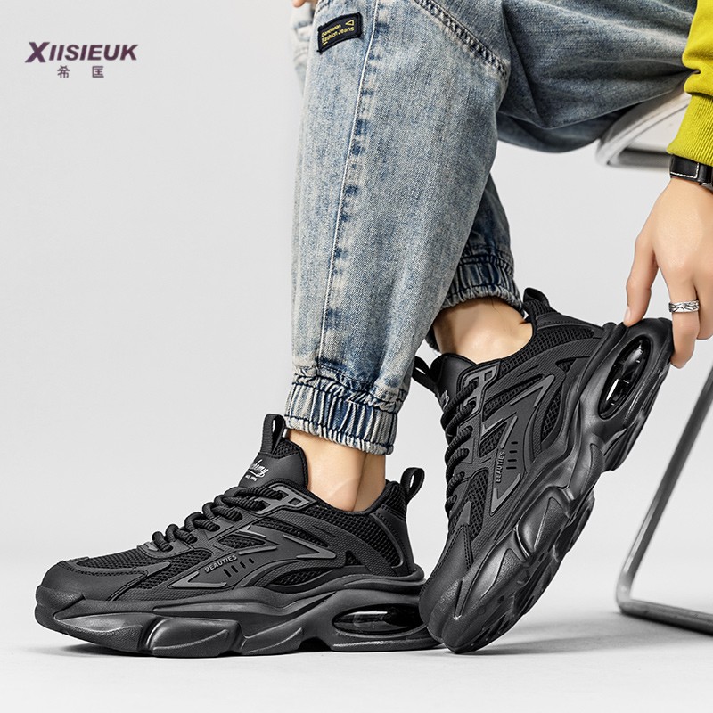 麦当劳肯德基工作鞋男全黑色