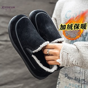 子加绒一脚蹬开车豆豆鞋 老北京布鞋 雪地棉鞋 新款 雪地靴 男2025冬季