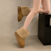 超火厚底短靴女冬季 加绒加厚小个子堆堆靴2025新款 保暖毛毛雪地靴