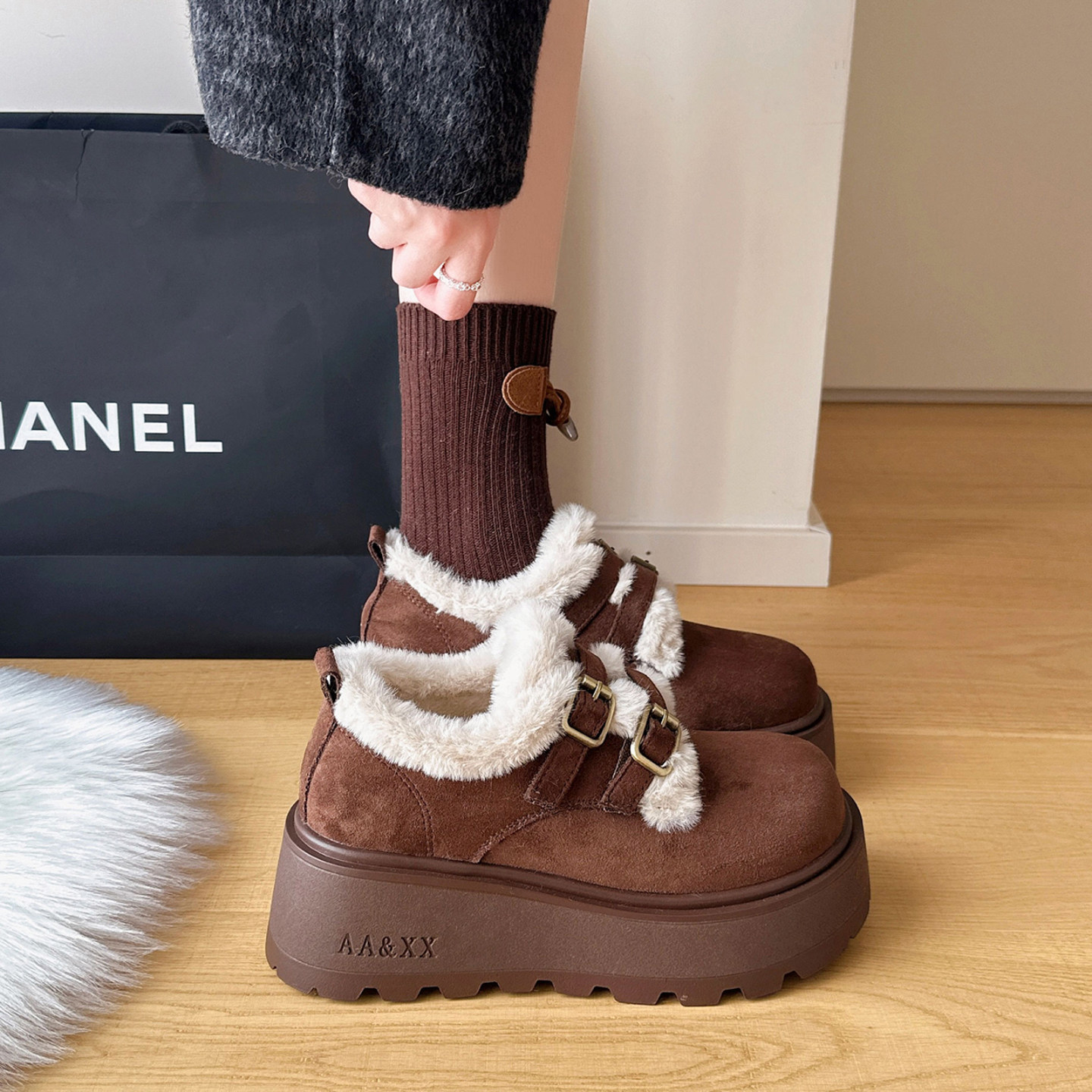 绝美加绒厚底深口单鞋女秋冬2025超火新款爆款玛丽珍保暖毛毛棉鞋,女鞋,深口单鞋,淘宝优惠券,粉丝福利购,淘宝优惠卷