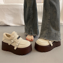 绝美松糕厚底深口单鞋女秋冬加绒勃肯鞋2025超火新款玛丽珍毛毛鞋