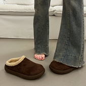 穆勒一脚蹬懒人棉拖鞋 包头厚底勃肯鞋 半拖女秋冬外穿加绒2025新款
