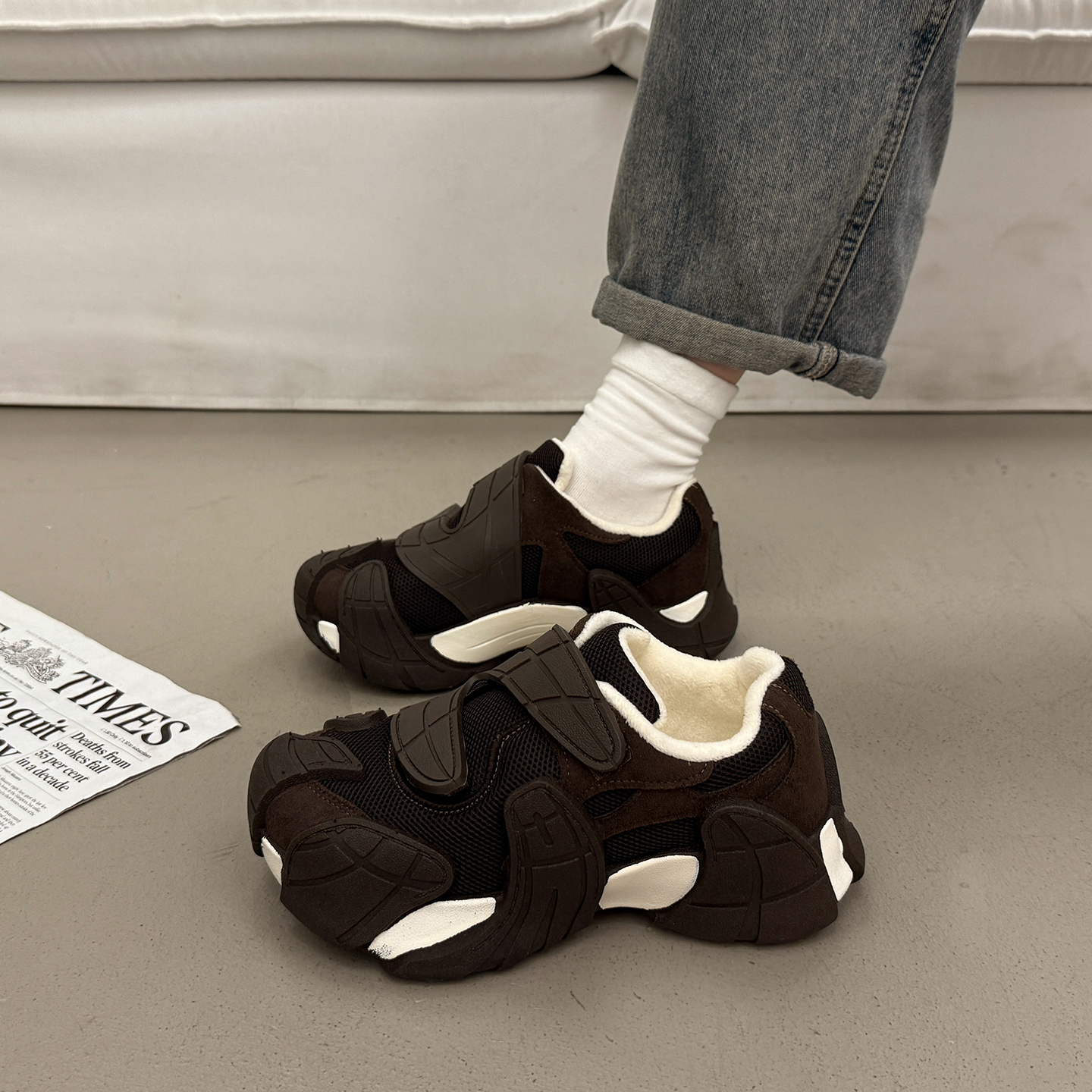 显脚小老爹鞋女秋冬季百搭运动鞋