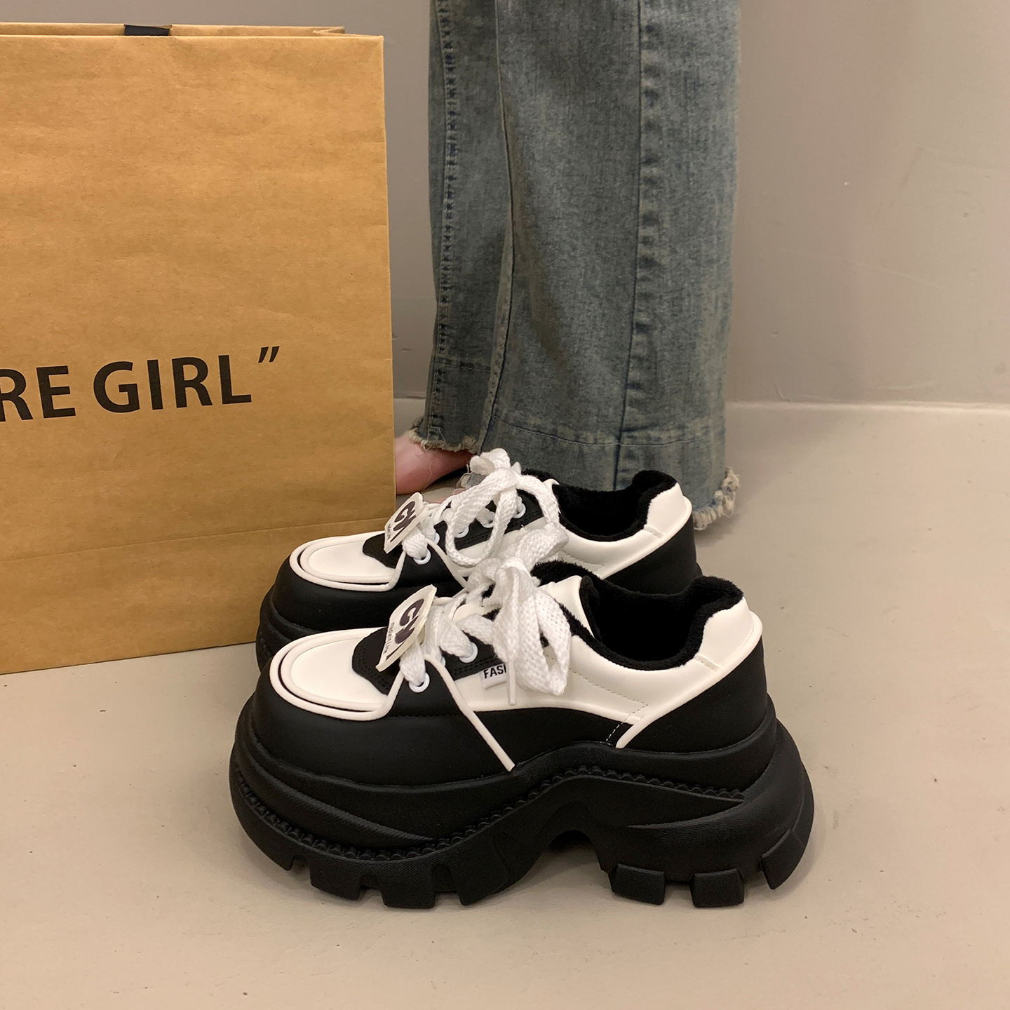 欧货老爹鞋女显脚小秋冬季小白鞋