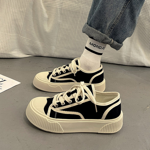 高级感帆布鞋女冬季韩系平底板鞋