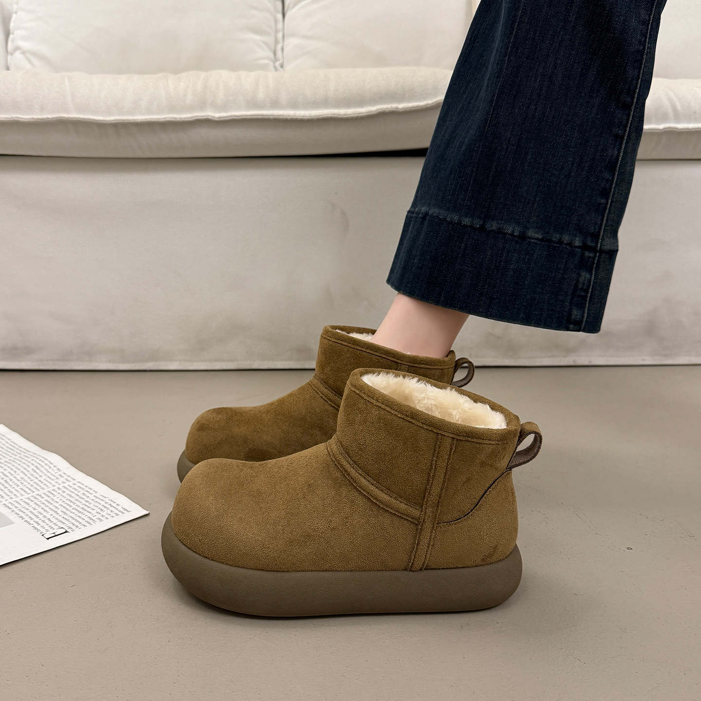 防滑雪地棉女冬一脚蹬东北雪地鞋