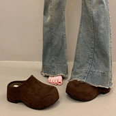 包头厚底增高勃肯鞋 穆勒一脚蹬懒人鞋 半拖女春季 外穿2026超火新款