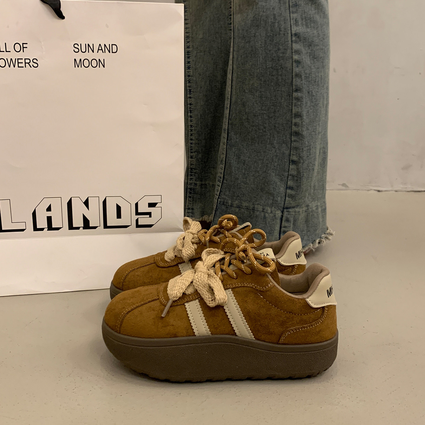 加绒厚底增高板鞋女百搭复古德训鞋2025新款爆款秋冬季运动休闲鞋,女鞋,时尚休闲鞋,淘宝优惠券,粉丝福利购,淘宝优惠卷