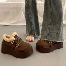 雪地棉鞋女冬外穿加绒加厚保暖2025新款毛毛面包鞋厚底增高勃肯鞋