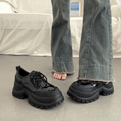 黑色松糕乐福鞋 英伦风法式 深口单鞋 2026新款 厚底增高小皮鞋 女春季