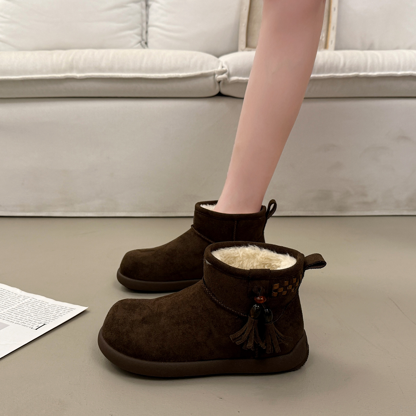 爆款雪地棉靴女冬外穿大棉面包鞋