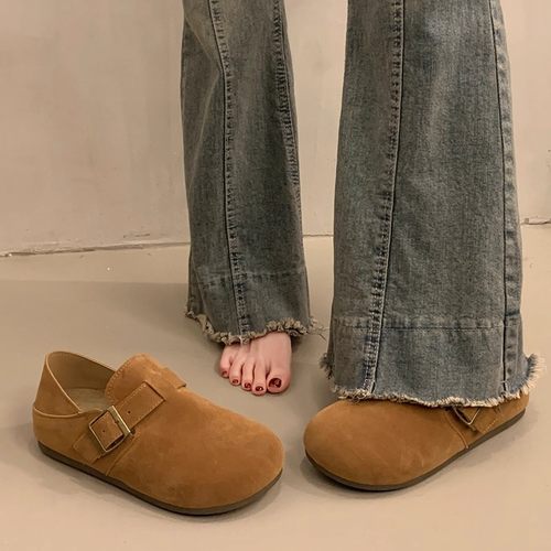 百搭博肯单鞋女冬季配裙子豆豆鞋