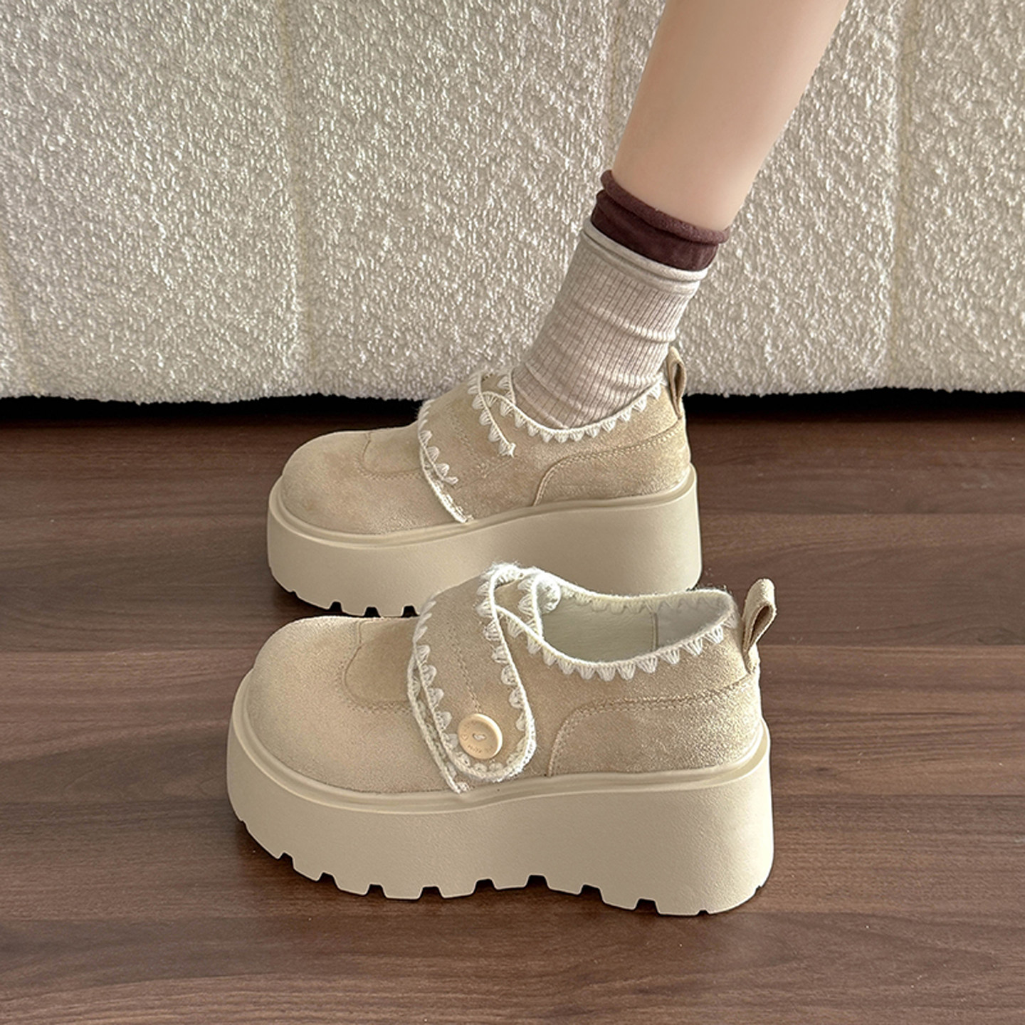 绝美厚底深口单鞋女增高勃肯鞋2026新款春秋季配裙子百搭玛丽珍鞋,女鞋,深口单鞋,淘宝优惠券,粉丝福利购,淘宝优惠卷