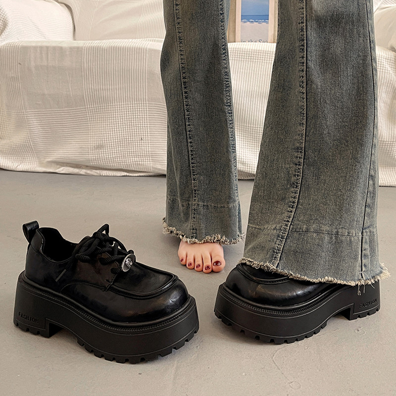 英伦百搭黑色厚底增高小皮鞋女深口单鞋2025新款秋冬乐福玛丽珍鞋,女鞋,深口单鞋,淘宝优惠券,粉丝福利购,淘宝优惠卷