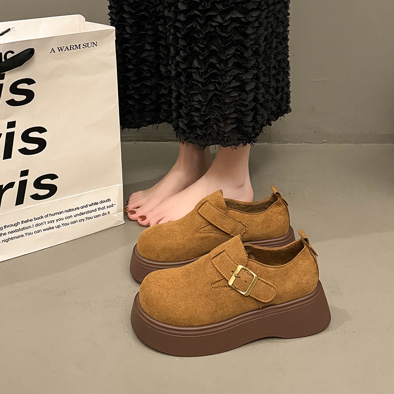 勃肯鞋全包女秋冬季百搭棕色单鞋