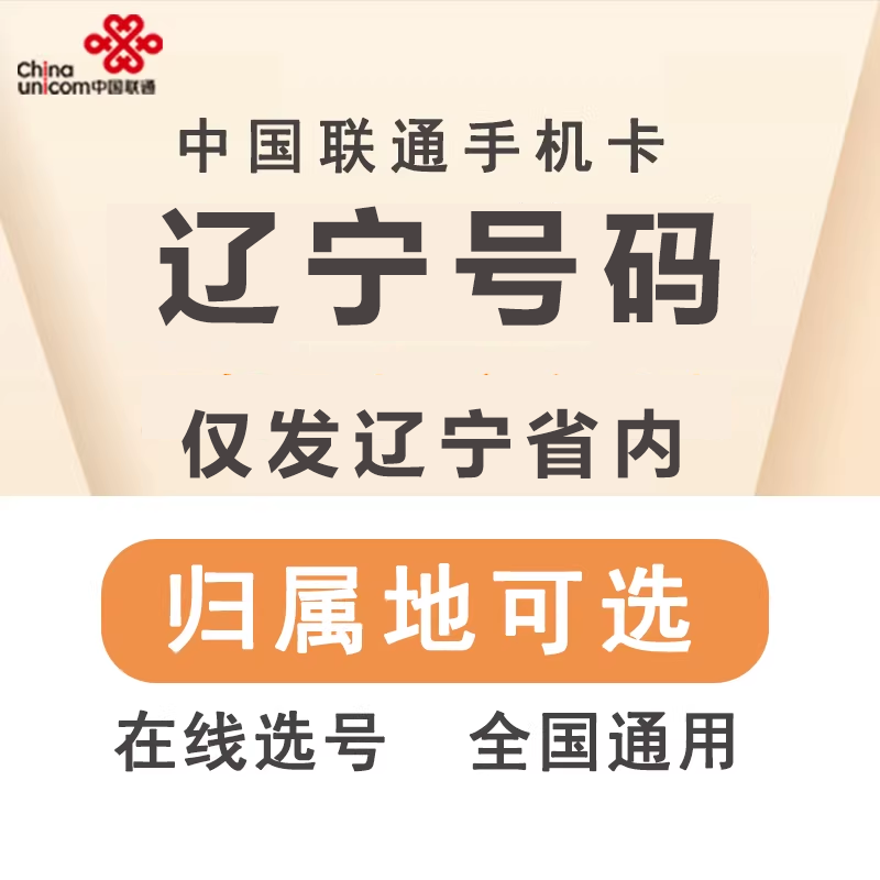 中国联通 辽宁沈阳抚顺大连本溪鞍山丹东大王卡手机电话卡低月租