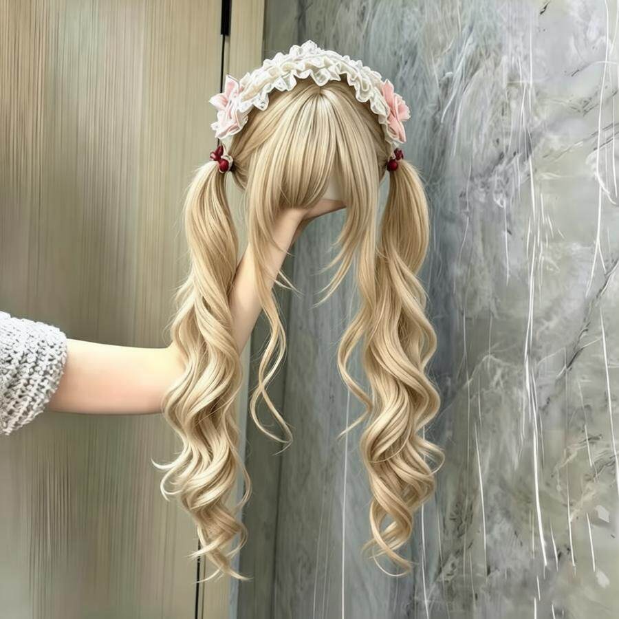 【奶芙卷卷】假发带刘海大波浪Lolita米白色doll感公主头仿真头套