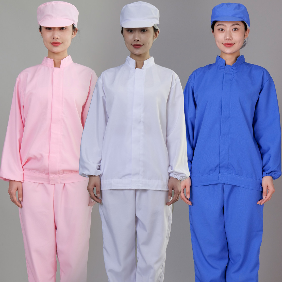 食品厂白色男女工作服套装生产加工薄款车间长袖分体洁净服透气夏