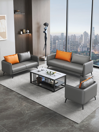 Office Sofa and Coffee Table Set, Business Rest and Reception Area, Three-Person Small Apartment, Simple Office Sofa