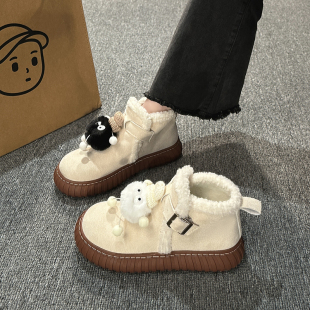 雪地棉卡通防滑鞋 雪地靴女冬季 女款 加绒加厚保暖大棉鞋 子 2025新款